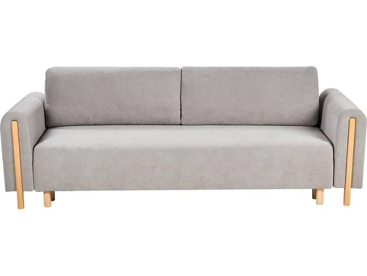 BELIANI Schlafsofa mit grau Stoffbezug Klick-Klack Klappmechanismus und Stauraum minimalistisch-modern mit Armlehnen