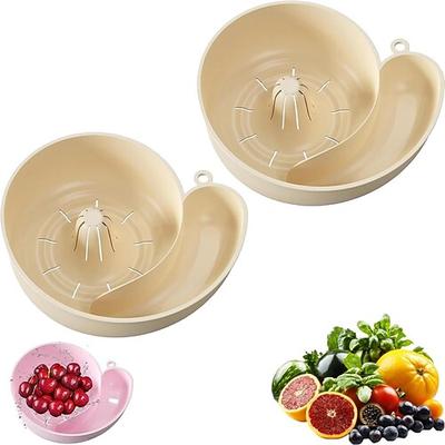2 Stück schneckenförmiger Obstwascher mit Sieb, automatischer Reinigungskorb mit effizientem Abflusssystem, robuster Kunststoff-Spülbecken-Organizer für Obst, Gemüse, Nudeln