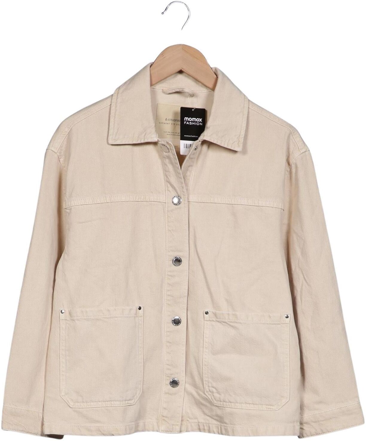 Stradivarius Damen Jacke, Beige, Gr. XS, Baumwolle - Second Hand