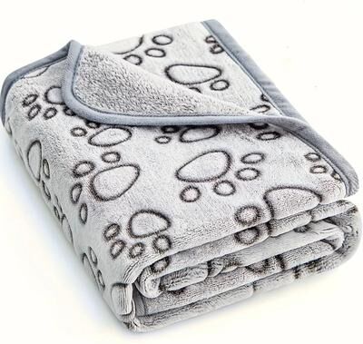 Uplifted Goods Soft Paw Print Pet Blanket For Dogs And Cats grey l