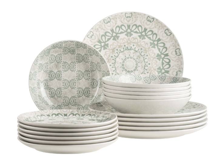 Teller-Set MÄSER Ornea , grün, 18 Stk., Geschirr-Sets, Teller-Set