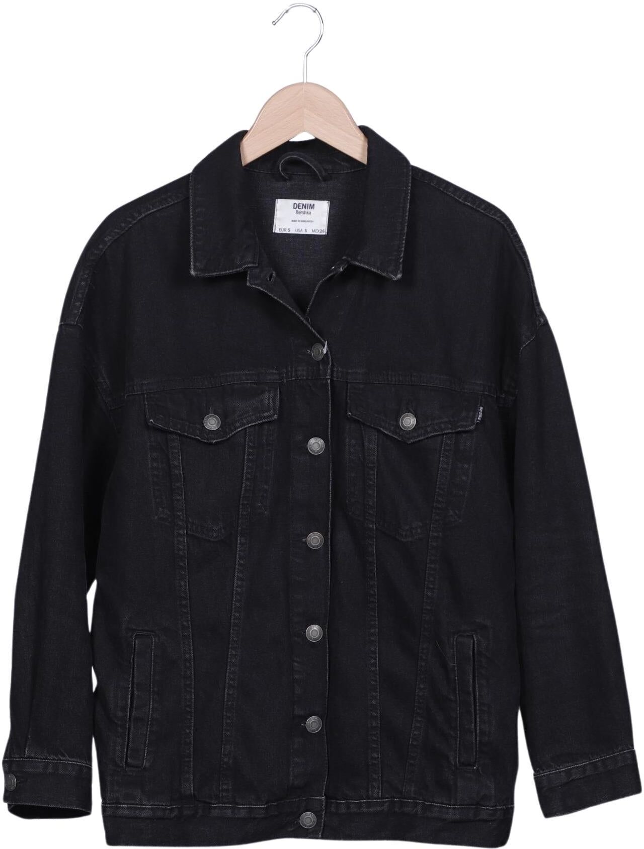 bershka Herren Jacke, Schwarz, Gr. S, Baumwolle - Second Hand