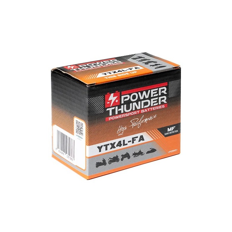 Batterie Power Thunder YTX4L-FA 12V 3 Ah prête à l’emploi
