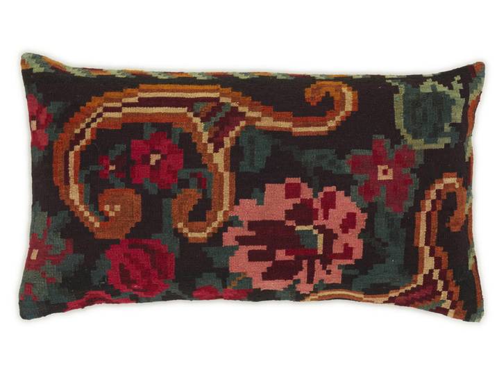 Kelim Rosen Kissen Teppich 51x89 Handgewebt Orientteppich Wolle
