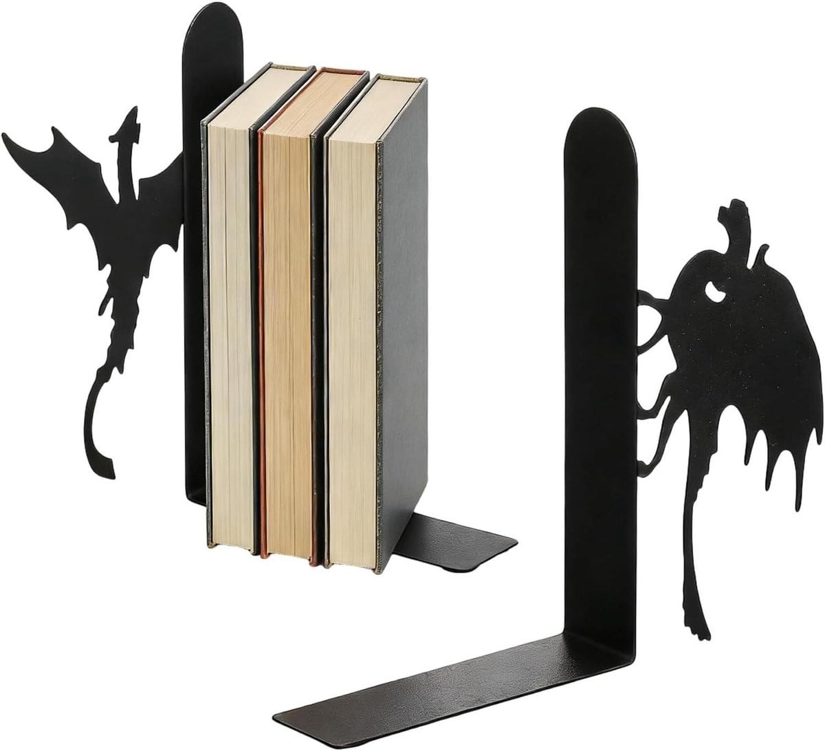 Decoratieve Boekensteunen Zwart - Robuuste Metalen Boekenhouders - Breedte: 195 cm