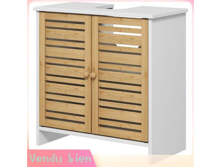 LIA Meuble sous lavabo bambou blanc 60x30x60cm