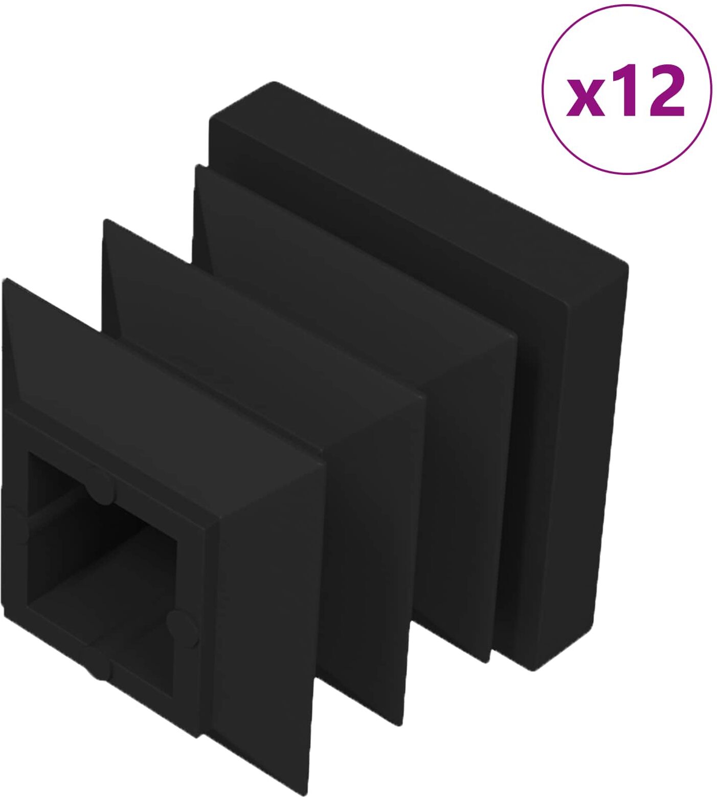 vidaXL Capuchons d'extrémité 12 pièces Noir 15 x 15 x 15 mm PP