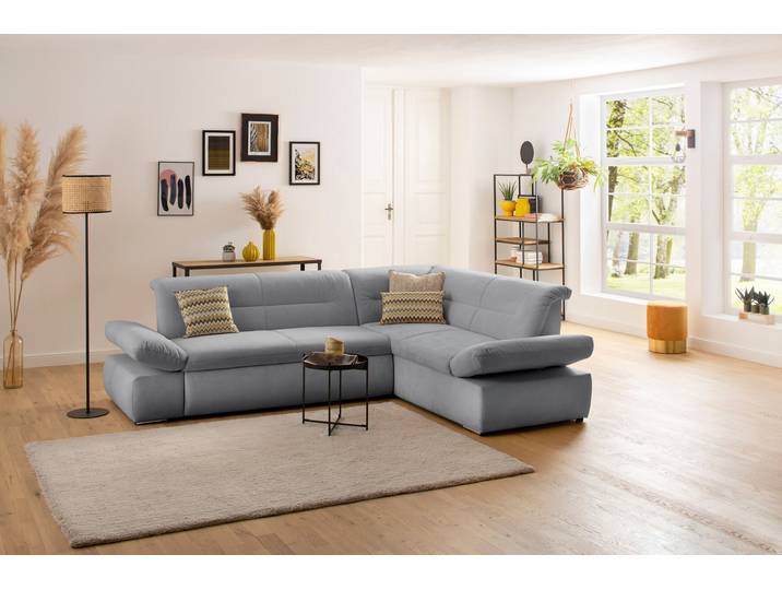 Ecksofa, Strukturstoff, Hellgrau, 275×211 cm, L-Form, Klassisch, Inosign