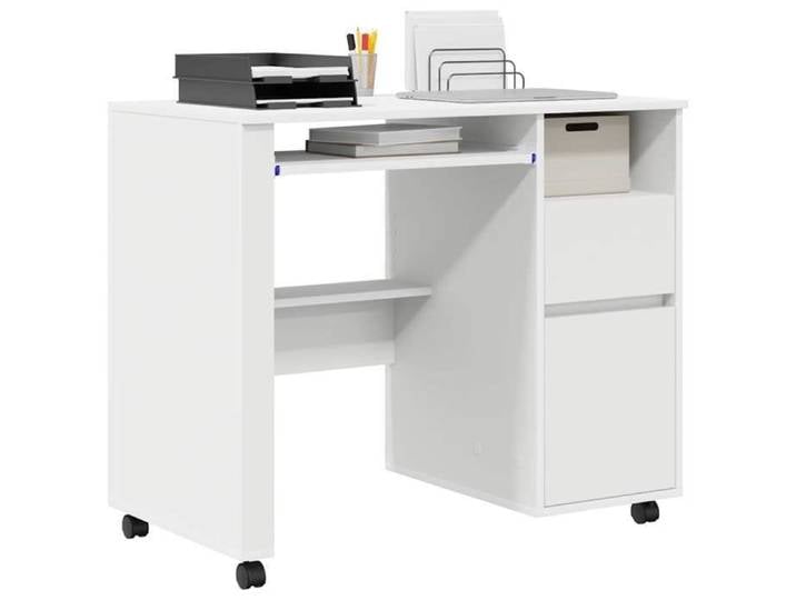Bureau avec roues/Bureau d'ordinateur Bureau informatique - VENT-FLASH - Blanc 91x50x77cm Bois d'ingénierie &26_6250049
