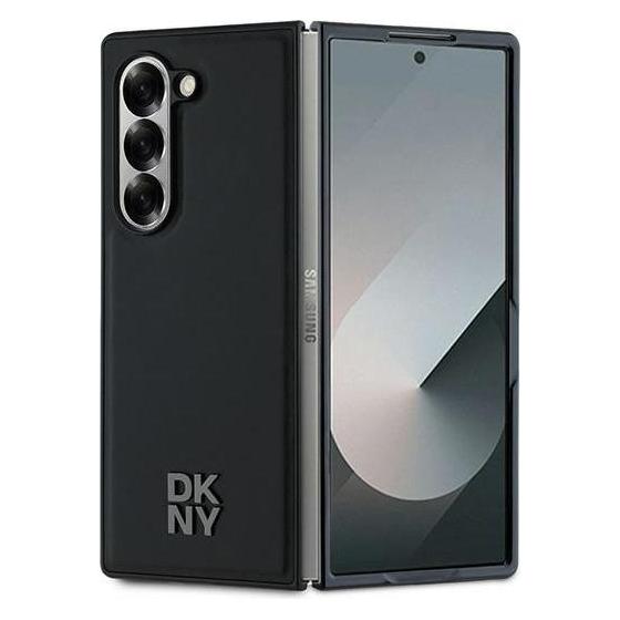 DKNY DKHMZFD6PSMCSLK Z Fold6 F956 czarny/black Magsafe Plain Leather Metal Stack Logo (Samsung Galaxy Z Fold6) (DK000227-0)