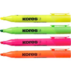 Kores Textmarker High Liner Plus, 4 Stück, Strichbreite 0,5 - 5mm, farbig sortiert