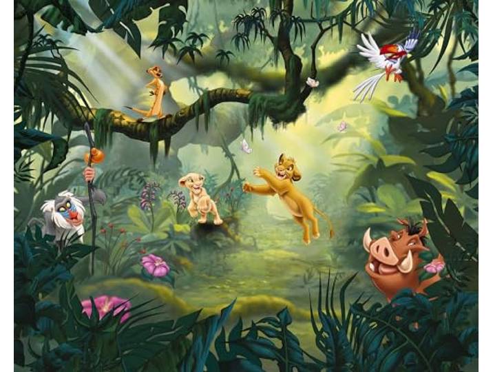 Komar Disney Vlies Fototapete - Lion King Hakuna Matata - Größe: 350 x 280 cm (Breite x Höhe) - Simba, Nala, König der Löwen, Kindertapete, Kinderzimmer, Tapete - IADX7-004