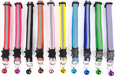 Inspire Curations GlowSafe Reflective Breakaway Cat Collar With Bell random Color 10pcs