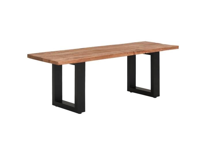 Landscape Sitzbank, Natur, Metall, Mangoholz, vollmassiv, Holzoptik, 140x45x45 cm, Holzmöbel, Sitzgelegenheiten Holz, Holzbänke