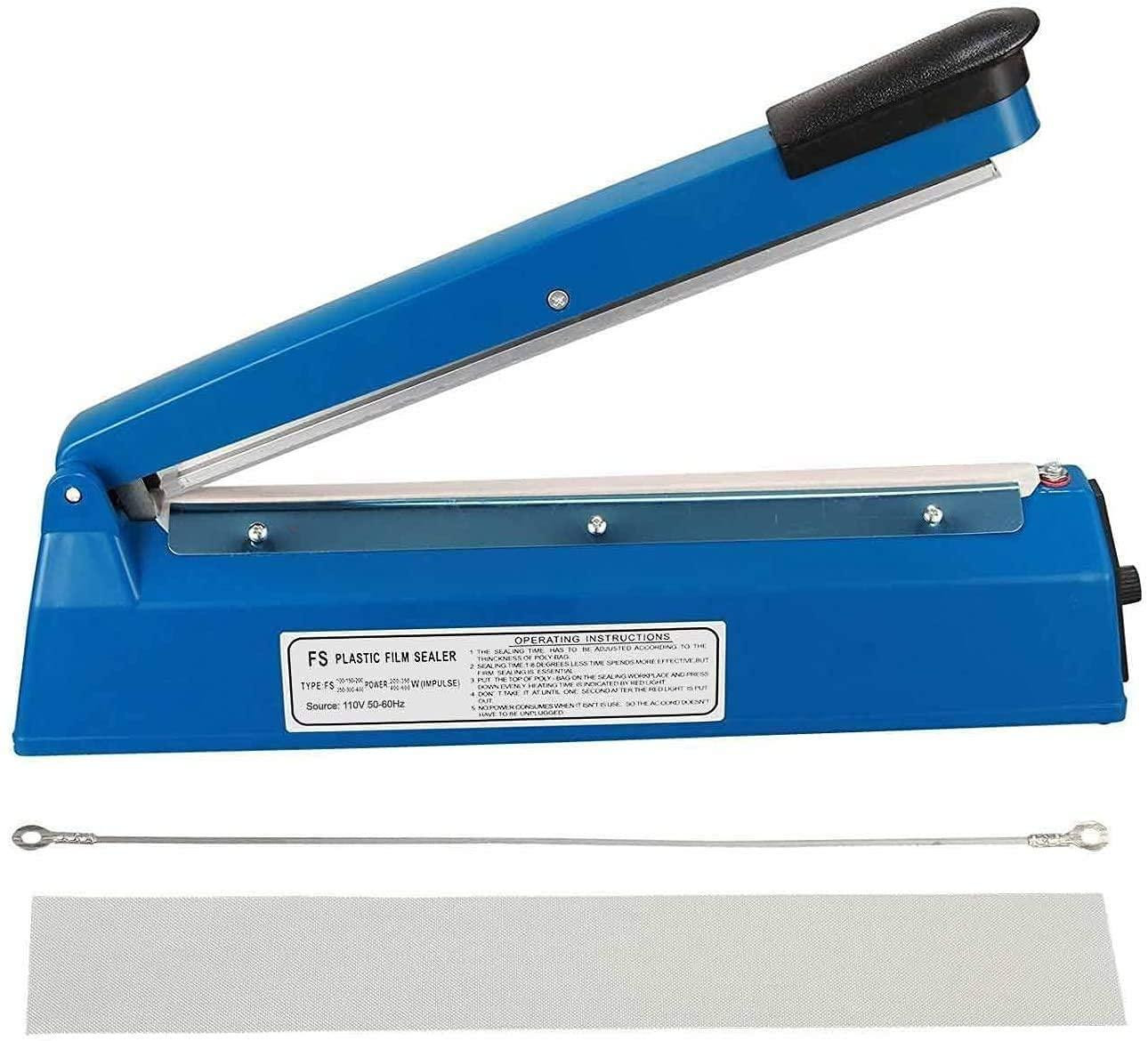 Selius Hitte Sluitmachine 300mm voor Plastic PE PP Zakken met Extra Vervangbaar Element en Grip