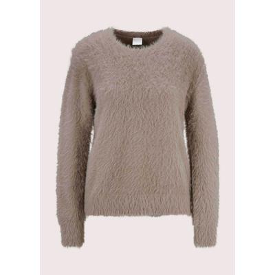 Longpullover MADELEINE "Pullover Flauschiger Pullover mit Kaschmir", Damen, Gr. 48, cappuccino, Pullover Longpullover