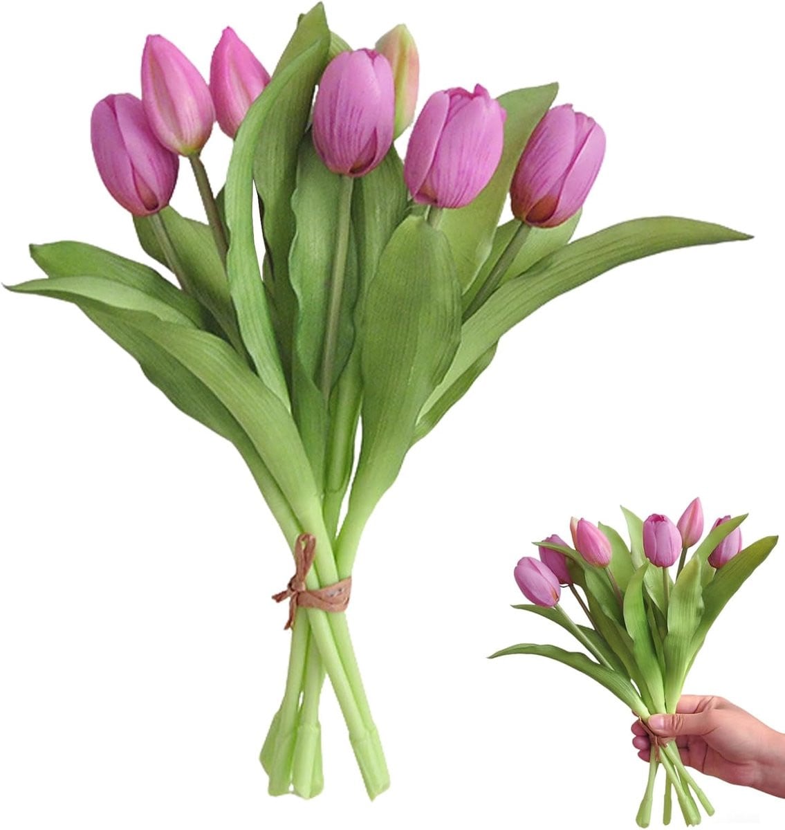 7 stuks Real Touch kunsttulpen met bloemknoppen