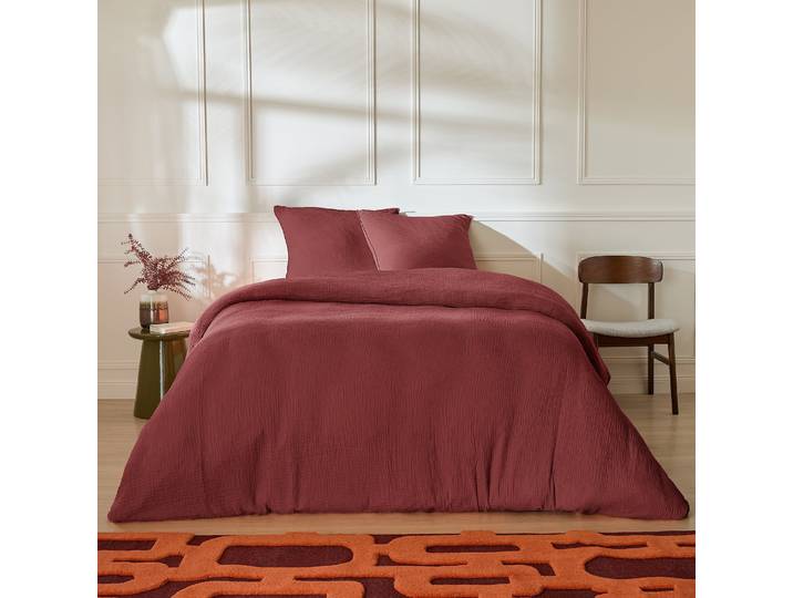 HABITAT - Housse de couette en double gaze de coton - 260 x 240 cm - Bordeaux - Arielle