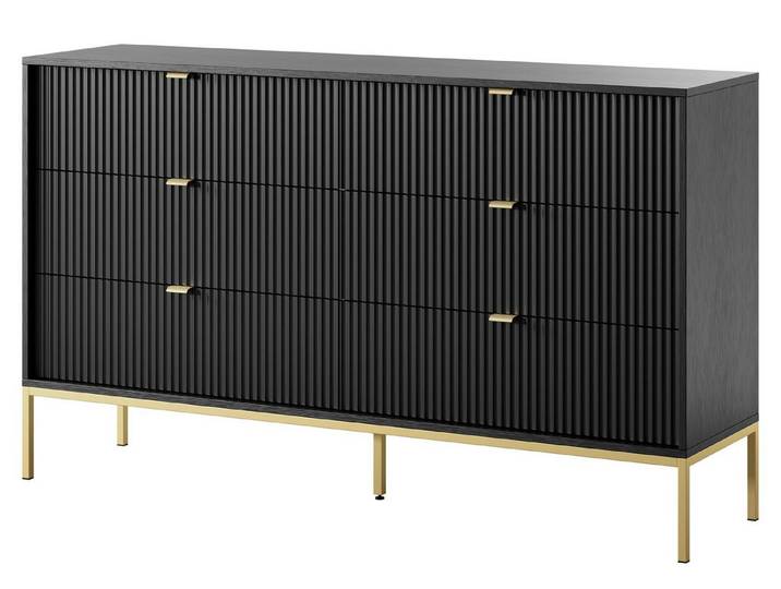 Compleo Kommode mit sechs Schubladen, Kommode mit Gold Griffe, Breite: 154 cm