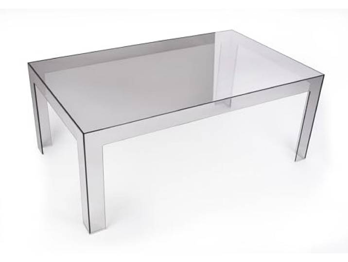 AMYES Couchtisch, bunt, transparent, aus Polycarbonat, modernes Design, Monoblock, 100 x 60 x 40 cm, hergestellt in Italien (Fumé)
