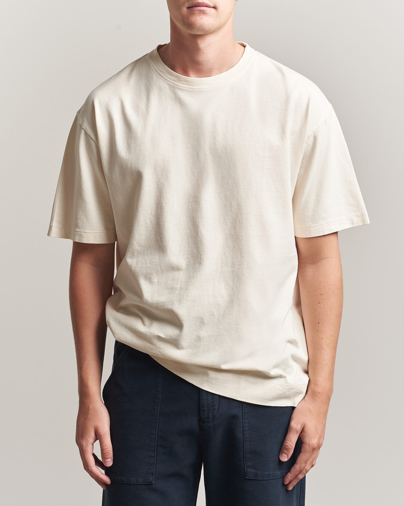 Massimo Alba Nevis Brushed Cotton T-Shirt Soft White men M Hvid