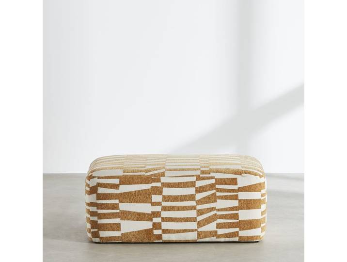 Cremeweißer und ockerfarbener Pouf für modulares Sofa