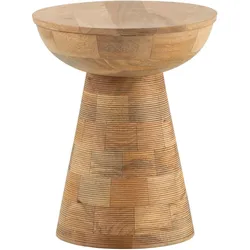 FineBuy, Couchtisch + Beistelltisch, Beistelltisch Anstelltisch Massivholz Ø 37 cm Wohnzimmertisch Rund Klein (37 x 45 cm)
