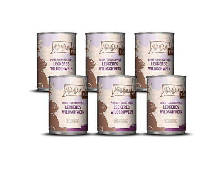 MjAMjAM Nourriture humide pure pour chats Sanglier - 400 g x 6