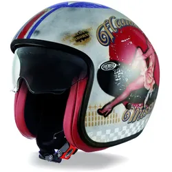 Premier Vintage Pin Up, Jethelm - Silber/Blau/Rot - XS