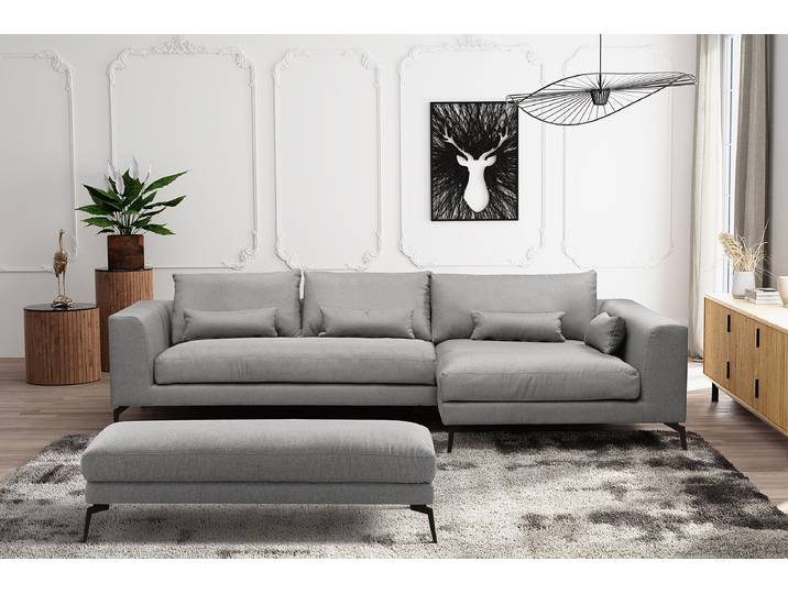 Polsterhocker 163 x 46 x 62cm Grau Webstoff Mavie: Grau