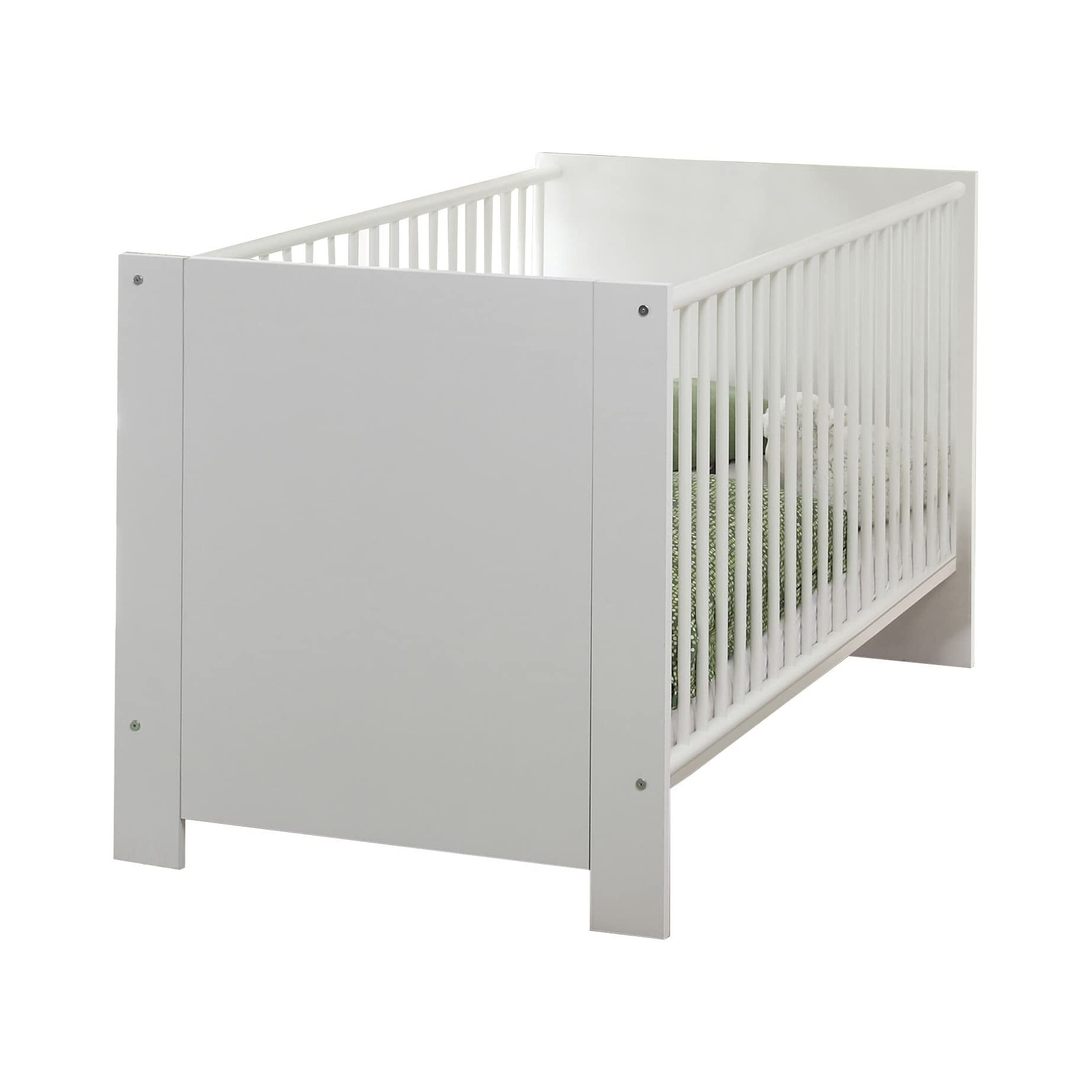 Famanu Babybett Modern - Komfortabler Schlaf - Sicheres Design - Weiß - 78x83x143cm