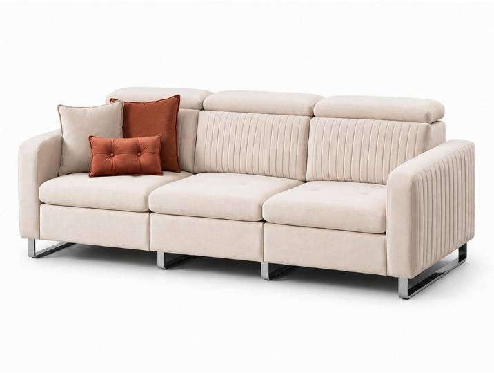 Xlmoebel 3-Sitzer Beige 3-Sitzer-Sofa mit weicher Polsterung für stilvolles Wohnen, 1 Teile, Made in Europa