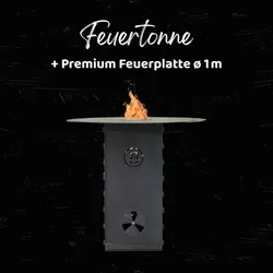 Babossa Feuertonne mit Feuerplatte & Wokkrone, Steckbar Cortenstahl