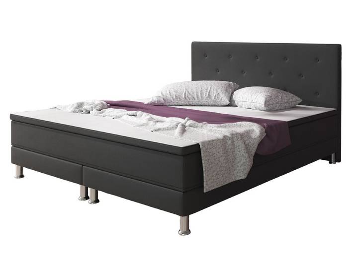 inter Boxspringbett E1 180x200 cm Webstoff, inkl. Matratzen und Topper