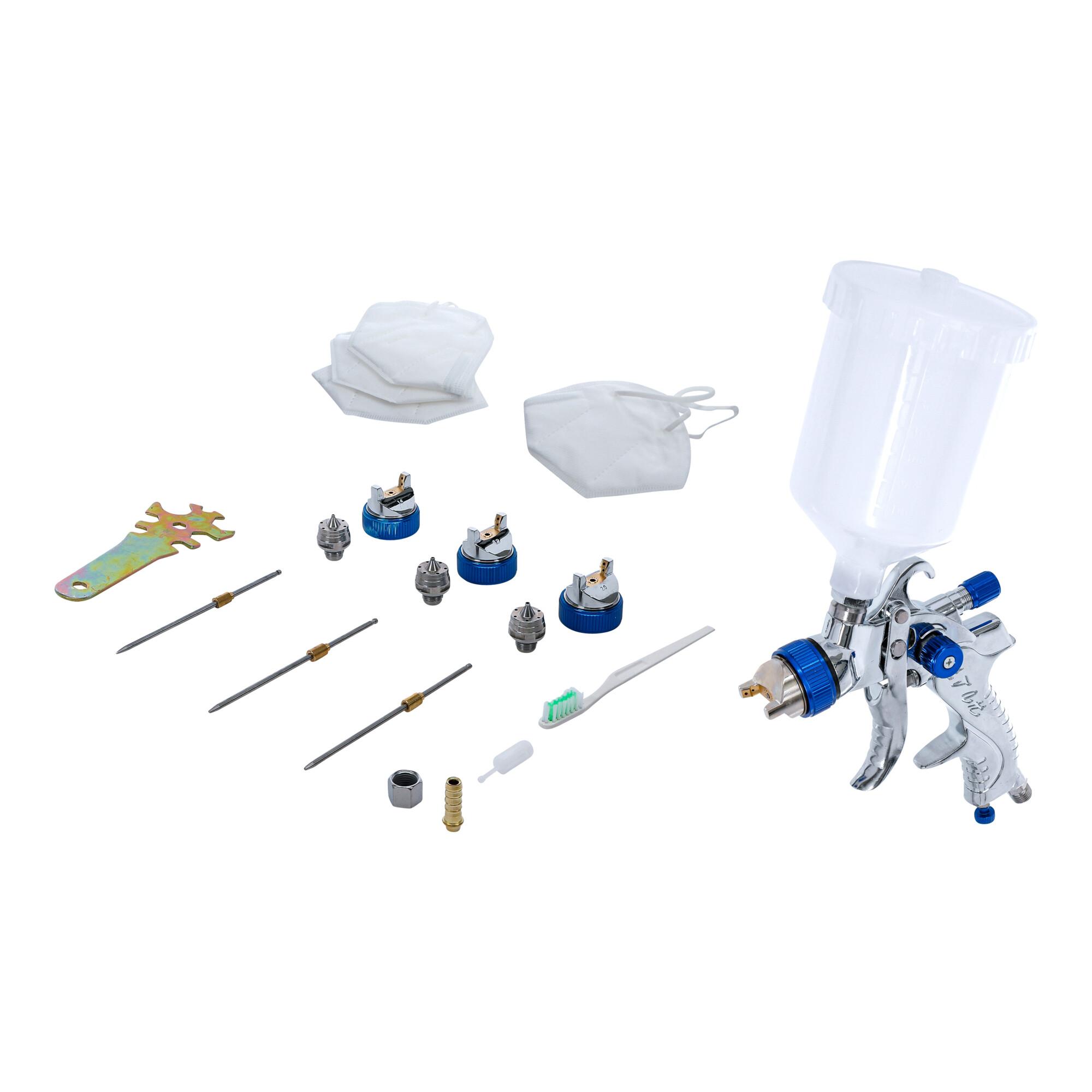 BGS Druckluft-Farbsprühpistole 70048, mit 3 Sprühdüsen, 1,2 - 1,7 - 2,0 mm ; BGS technic)