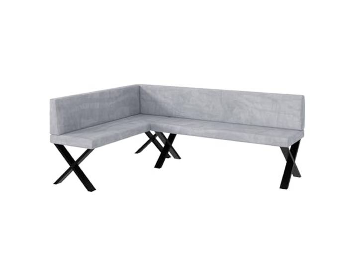 MEBLINI Eckbank für Esszimmer - Küchenbank - Essecke - Sitzecke Küche - Toni - X-Beine 142x196x87cm Links - Hellgrau Samt