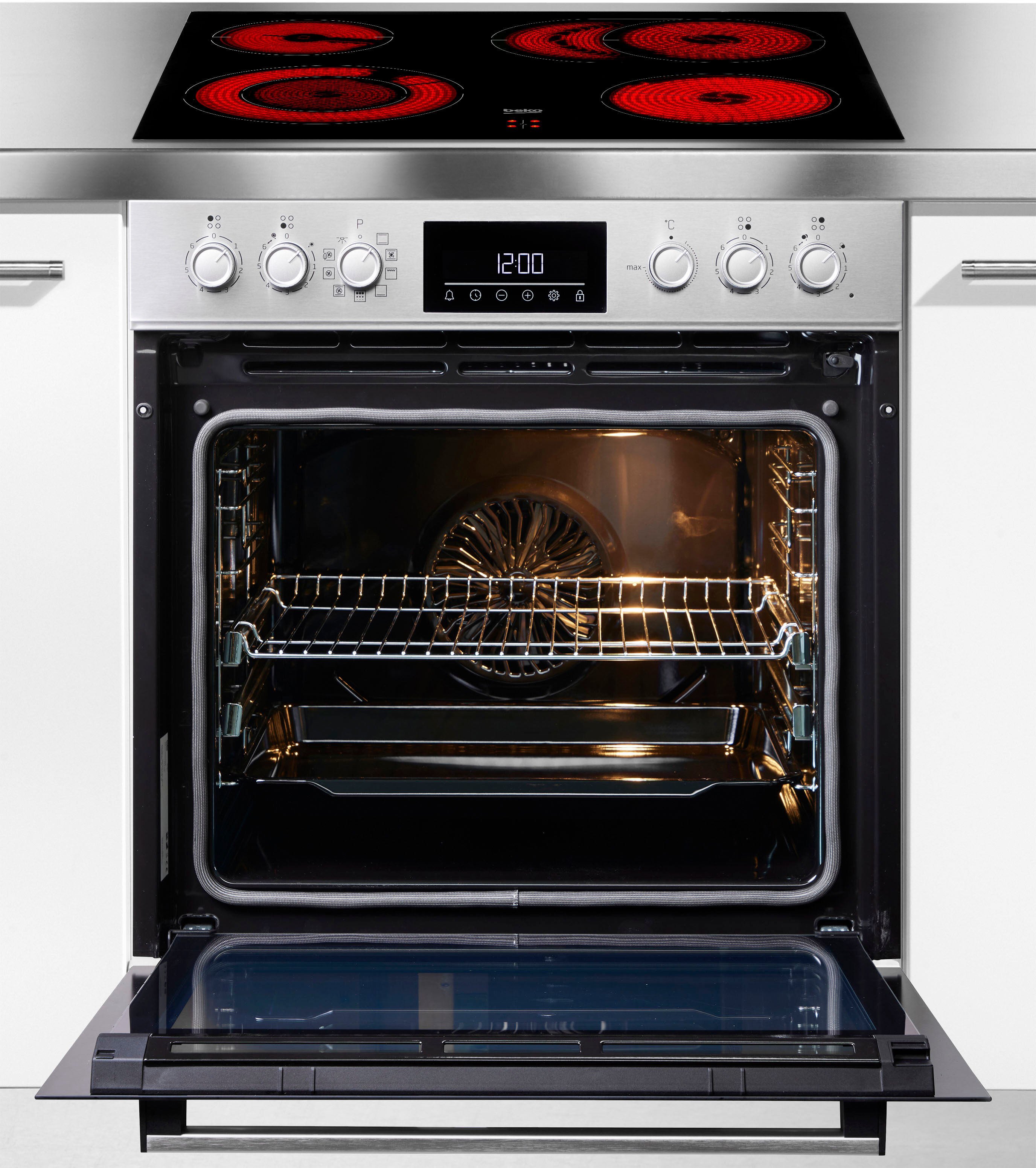 Beko Elektro-Herd-Set "BBUM12320XMPE", Energieeffizienz: A+, grau (edelstahl), Herdsets, AeroPerfect – Gleichmäßige Heißluftverteilung für präzises Garen, Elektro-Herd-Set