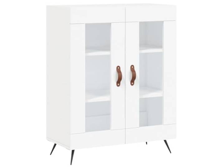 HGFDVCMR Sideboard Weiß 69,5x34x90 cm Kommode mit Glastüren Eleganter Beistellschrank für Wohnzimmer und Flur, stabiler Holzwerkstoff mit Glasfronten und Metallfüßen.