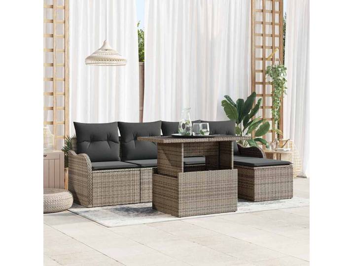 vidaXL Gartensofa-set 6 stk. Grau [Synthetisch]: Polyrattan