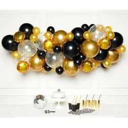 Luftballon Girlande schwarz gold