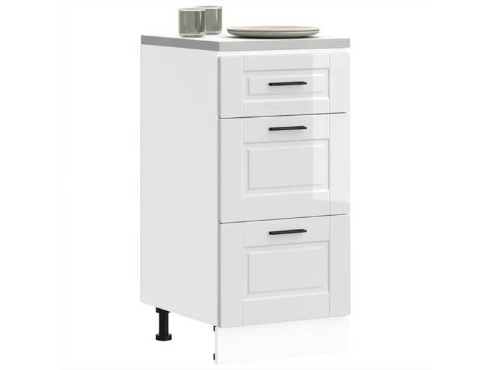 Black Week  Armoire rangement - CLARENCE - Meuble bas de cuisine « Porto » Bois d'ingénierie blanc brillant AA687