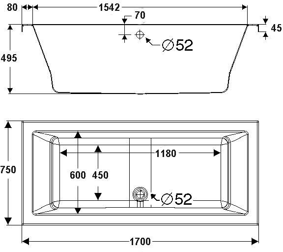 Ottofond Whirlpool-Komplettset Cubic 170 cm, weiß