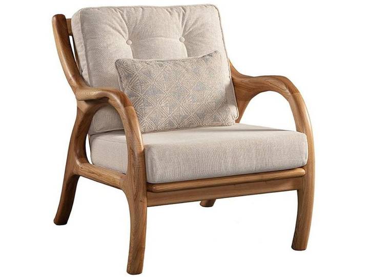 Xlmoebel Sessel Moderner Sessel von XLMOEBEL mit Holzgestell und beiger Polsterung (1-St., Sessel Holzgestell beige), Made in Europa