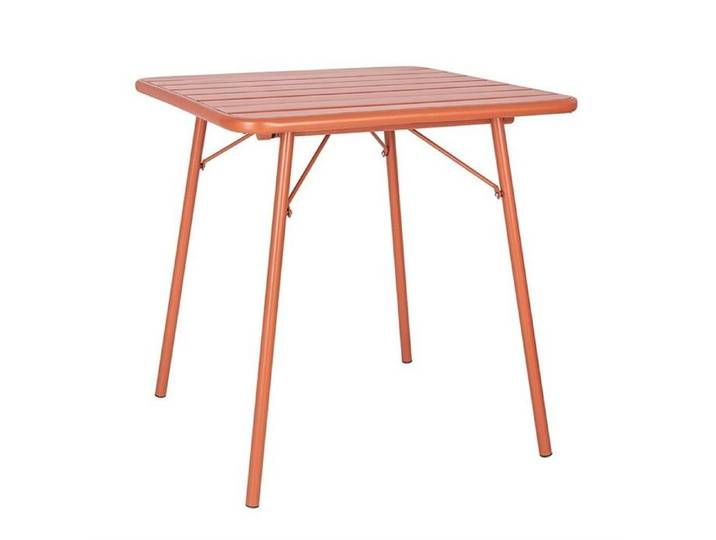 Table Carrée à Lattes en Acier Couleur Terracotta - Bolero