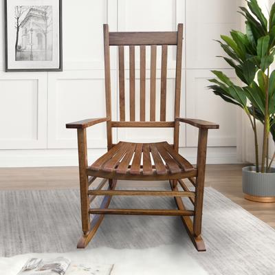 TOSWIN Elegant Brown Adult Rocking Chair for Balcony and Porch, Perfect for Relaxing Outdoors