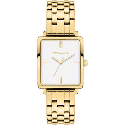 Quarzuhr TAMARIS "TT-0012-MQ", goldfarben, weiß, Armbanduhren, Damen, goldfarben, Quarzuhr, Armbanduhr, Damenuhr, Edelstahlarmband, analog