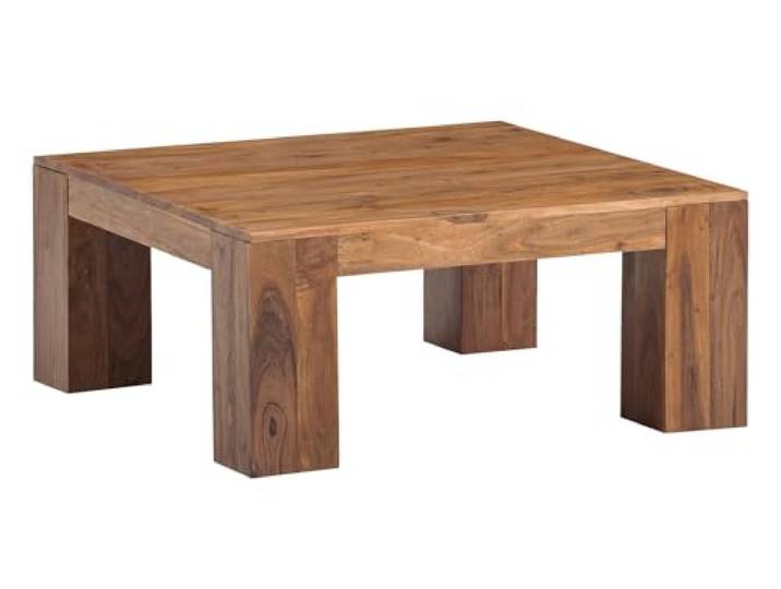 Woodkings Couchtisch Osbon Sofatisch aus Akazie 90x90 cm Massiver Holztisch Wohnzimmer Tisch Rustikal Robust Pflegeleicht Quadratisch