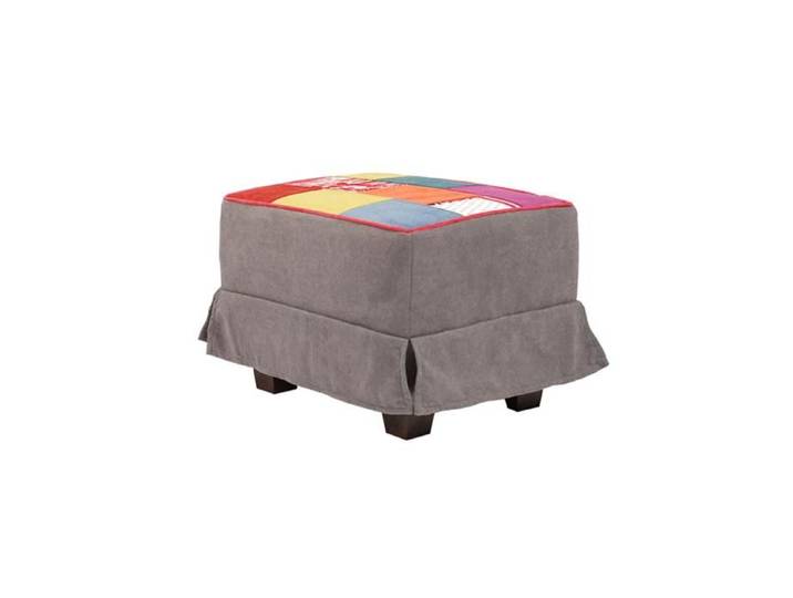 pouf rembourré design patchwork gris 57x41 h déhoussable avec pieds