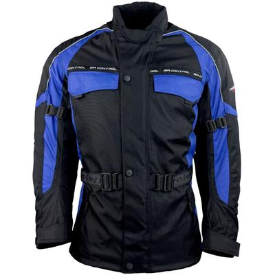 Motorradjacke ROLEFF "Reno" Gr. XL, blau (blau, schwarz), Jacken, XL, Obermaterial: 100% Polyester. Innenfutter: 100% Polyester, mit Protektoren, 4 Taschen, 3 Belüftungslöcher