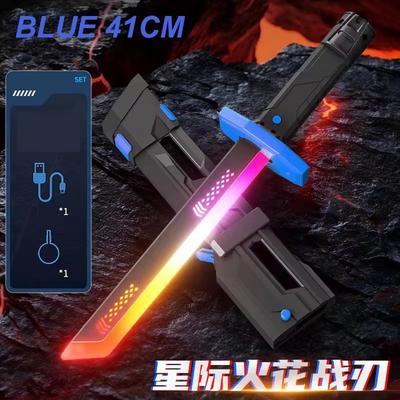 Inspired Finds SpectrumBlade 7 Color LED Light Sword With Spark And Smoke Effects short blue